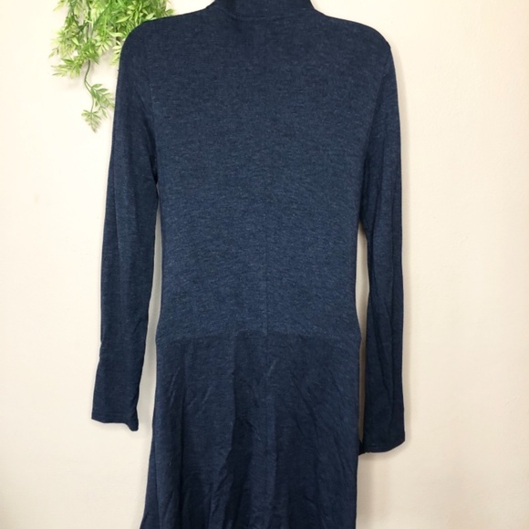 Athletic Flowy Blue Long Sleeve Tunic Draped Dress Top Pockets Relaxed Half Zip - Picture 6 of 7